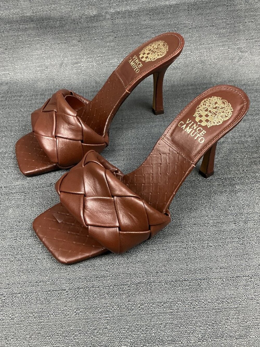 Vince Camuto Brelanie Women's Braided Strap Heels/Sandals Size 7M Slip-on Nude.